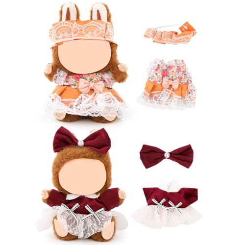 (2 Packung) XMBYGY Bekleidung für Labubu (für 17/15cm Stehende/Sitzen Puppen) (Keine Puppe) - Kleidung Zubehör für Puppen Anziehen Inklusive Figuren Mantel Rock Hut für Mädchen und Frauen (LB30+LB31) von XMBYGY