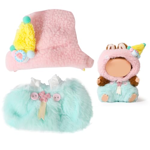 XMBYGY Kleidung für Labubu (für 17/15cm Stehend/Sitzen Puppen)(Keine Puppe) -Mehrere Stil Zubehör Handgefertigte Bekleidung Anziehen Inklusive Kopfbedeckung und Kleidung für Mädchen Frau (UIN) von XMBYGY