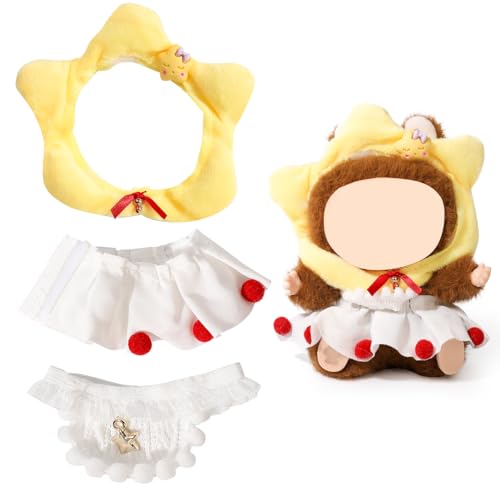 XMBYGY Kleidung für Labubu (für 17/15cm Stehend/Sitzen Puppen)(Keine Puppe) -Mehrere Stil Zubehör Handgefertigte Bekleidung Anziehen Inklusive Kopfbedeckung und Kleidung für Mädchen Frau (YHW) von XMBYGY