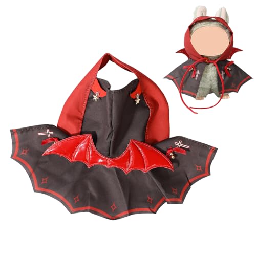 XMBYGY Kleidung für Labubu (für 17/15cm Stehend/Sitzen Puppen)(Keine Puppe) -Mehrere Stil Zubehör Handgefertigte Bekleidung Anziehen Inklusive Kopfbedeckung und Kleidung für Mädchen Frau (Fledermaus) von XMBYGY