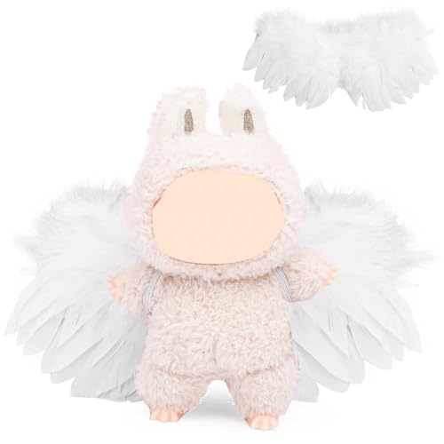 XMBYGY Kleidung für Labubu (für 17/15cm Stehend/Sitzen Puppen)(Keine Puppe) -Mehrere Stil Zubehör Handgefertigte Bekleidung Anziehen Inklusive Kopfbedeckung und Kleidung für Mädchen Frau (WTflügelf) von XMBYGY