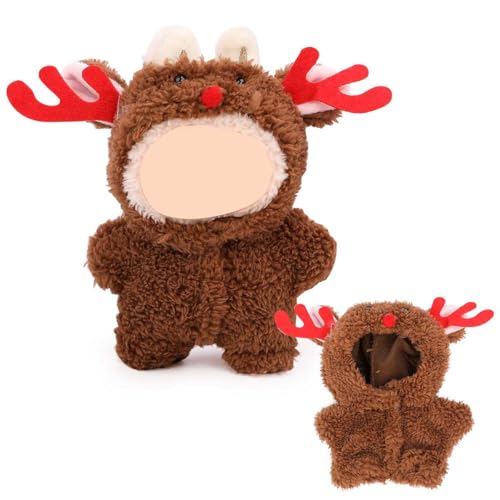 XMBYGY Kleidung für Labubu (für 17/15cm Stehend/Sitzen Puppen)(Keine Puppe) -Mehrere Stil Zubehör Handgefertigte Bekleidung Anziehen Inklusive Kopfbedeckung und Kleidung für Mädchen Frau (Mhirsch) von XMBYGY