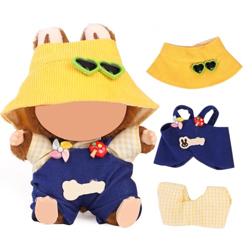 XMBYGY Puppe Kleidung für Labubu(KEINE Puppe), für 17/15cm Plüsch Puppen, Süß Mehrfarbiger Insgesamt und Hut Kleidung Anzug Spielzeug Figuren Ausrüstung Setzen Anziehen mit Kawaii Stil Zubehör (LB138) von XMBYGY