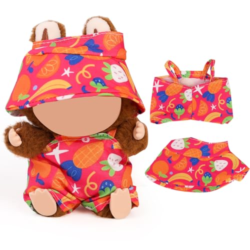 XMBYGY Puppe Kleidung für Labubu(KEINE Puppe), für 17/15cm Plüsch Puppen, Süß Mehrfarbiger Insgesamt und Hut Kleidung Anzug Spielzeug Figuren Ausrüstung Setzen Anziehen mit Kawaii Stil Zubehör (LB202) von XMBYGY