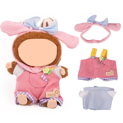XMBYGY Puppe Kleidung für Labubu(KEINE Puppe), für 17/15cm Plüsch Puppen, Süß Mehrfarbiger Insgesamt und Hut Kleidung Anzug Spielzeug Figuren Ausrüstung Setzen Anziehen mit Kawaii Stil Zubehör (LB133) von XMBYGY