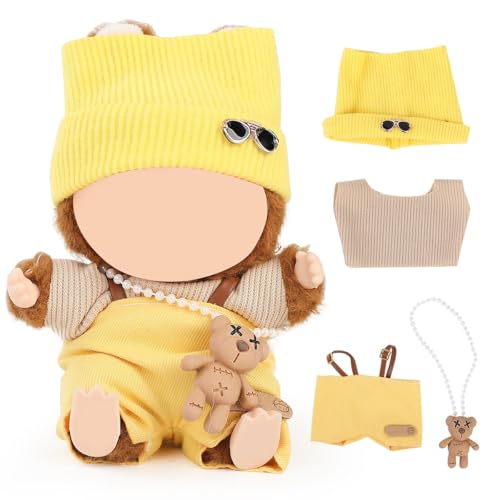 XMBYGY Puppe Kleidung für Labubu(KEINE Puppe), für 17/15cm Plüsch Puppen, Süß Mehrfarbiger Insgesamt und Hut Kleidung Anzug Spielzeug Figuren Ausrüstung Setzen Anziehen mit Kawaii Stil Zubehör (LB101) von XMBYGY