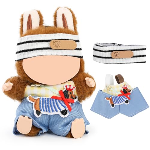 XMBYGY Puppe Kleidung für Labubu(KEINE Puppe), für 17/15cm Plüsch Puppen, Süß Mehrfarbiger Insgesamt und Hut Kleidung Anzug Spielzeug Figuren Ausrüstung Setzen Anziehen mit Kawaii Stil Zubehör (LB103) von XMBYGY