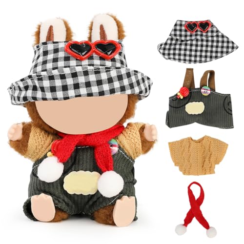 XMBYGY Puppe Kleidung für Labubu(Keine Puppe), für 17/15cm Plüsch Puppen, Süß Mehrfarbiger Insgesamt und Hut Kleidung Anzug Spielzeug Figuren Ausrüstung Setzen Anziehen mit Kawaii Stil Zubehör (LB92) von XMBYGY