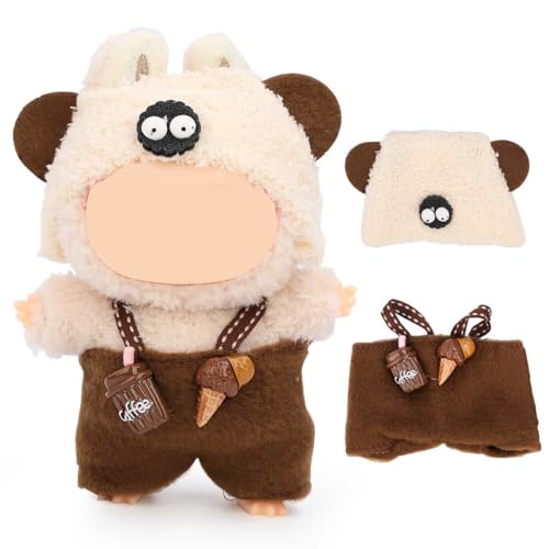 XMBYGY Puppe Kleidung für Labubu(Keine Puppe), für 17/15cm Plüsch Puppen, Süß Mehrfarbiger Insgesamt und Hut Kleidung Anzug Spielzeug Figuren Ausrüstung Setzen Anziehen mit Kawaii Stil Zubehör (LB81) von XMBYGY