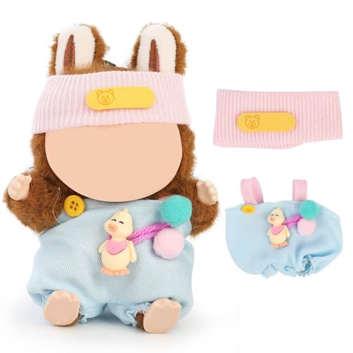 XMBYGY Puppe Kleidung für Labubu(Keine Puppe), für 17/15cm Plüsch Puppen, Süß Mehrfarbiger Insgesamt und Hut Kleidung Anzug Spielzeug Figuren Ausrüstung Setzen Anziehen mit Kawaii Stil Zubehör (LB89) von XMBYGY