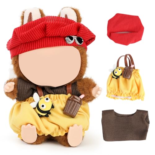 XMBYGY Puppe Kleidung für Labubu(Keine Puppe), für 17/15cm Plüsch Puppen, Süß Mehrfarbiger Insgesamt und Hut Kleidung Anzug Spielzeug Figuren Ausrüstung Setzen Anziehen mit Kawaii Stil Zubehör (LB90) von XMBYGY