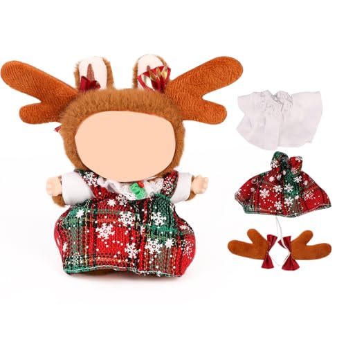 XMBYGY Puppen Bekleidung für Labubu(Keine Puppe), für 17/15cm Plüsch Puppen, Netter Rock und Kopfschmuck Kleidung Anzug Spielzeug Figuren Ausrüstung Setzen Anziehen mit Kawaii Stil Zubehör (SD2) von XMBYGY