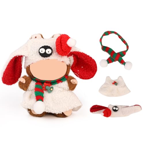 XMBYGY Puppen Bekleidung für Labubu(Keine Puppe), für 17/15cm Plüsch Puppen, Netter Rock und Kopfschmuck Kleidung Anzug Spielzeug Figuren Ausrüstung Setzen Anziehen mit Kawaii Stil Zubehör (SD3) von XMBYGY