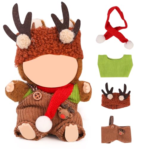 XMBYGY Puppen Bekleidung für Labubu(Keine Puppe), für 17/15cm Plüsch Puppen, Netter Rock und Kopfschmuck Kleidung Anzug Spielzeug Figuren Ausrüstung Setzen Anziehen mit Kawaii Stil Zubehör (SD4) von XMBYGY