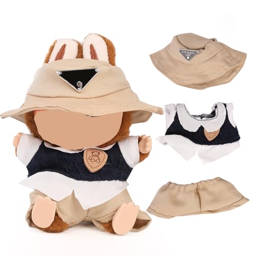 XMBYGY Puppen Bekleidung für Labubu(Keine Puppe), für 17/15cm Plüsch Puppen, Netter Rock und Kopfschmuck Kleidung Anzug Spielzeug Figuren Ausrüstung Setzen Anziehen mit Kawaii Stil Zubehör (LB140) von XMBYGY