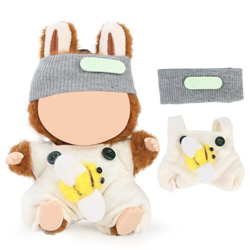 XMBYGY Puppen Bekleidung für Labubu(Keine Puppe), für 17/15cm Plüsch Puppen, Netter Rock und Kopfschmuck Kleidung Anzug Spielzeug Figuren Ausrüstung Setzen Anziehen mit Kawaii Stil Zubehör (LB88) von XMBYGY