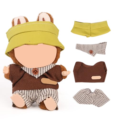 XMBYGY Puppen Bekleidung für Labubu(Keine Puppe), für 17/15cm Plüsch Puppen, Netter Rock und Kopfschmuck Kleidung Anzug Spielzeug Figuren Ausrüstung Setzen Anziehen mit Kawaii Stil Zubehör (LB135) von XMBYGY