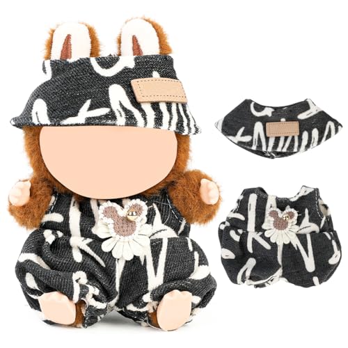 XMBYGY Puppen Bekleidung für Labubu(Keine Puppe), für 17/15cm Plüsch Puppen, Netter Rock und Kopfschmuck Kleidung Anzug Spielzeug Figuren Ausrüstung Setzen Anziehen mit Kawaii Stil Zubehör (LB111) von XMBYGY
