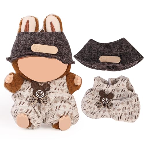 XMBYGY Puppen Bekleidung für Labubu(Keine Puppe), für 17/15cm Plüsch Puppen, Netter Rock und Kopfschmuck Kleidung Anzug Spielzeug Figuren Ausrüstung Setzen Anziehen mit Kawaii Stil Zubehör (LB213) von XMBYGY