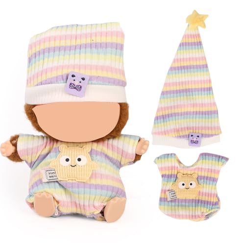 XMBYGY Puppen Bekleidung für Labubu(für 17/15cm Stehend/Sitzen Puppen) (Keine Puppe) - Mehrere Stil Zubehör Handgefertigte Kleidung Anziehen Inklusive Niedliche Kopfbekleidung und Rock (LB136) von XMBYGY