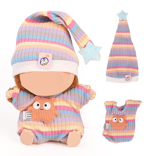 XMBYGY Puppen Bekleidung für Labubu(für 17/15cm Stehend/Sitzen Puppen) (Keine Puppe) - Mehrere Stil Zubehör Handgefertigte Kleidung Anziehen Inklusive Niedliche Kopfbekleidung und Rock (LB137) von XMBYGY