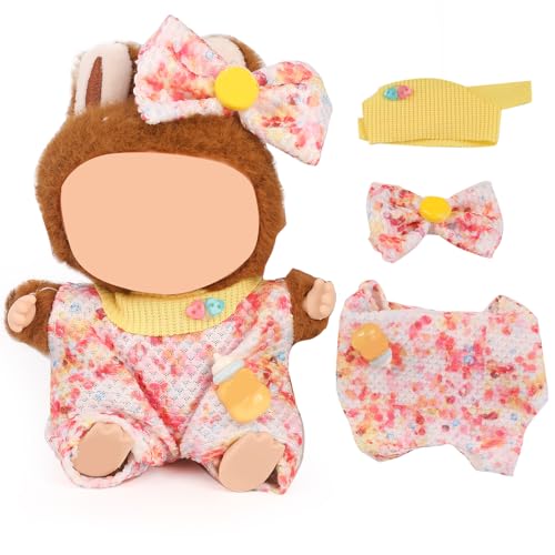 XMBYGY Puppen Bekleidung für Labubu(für 17/15cm Stehend/Sitzen Puppen) (Keine Puppe) - Mehrere Stil Zubehör Handgefertigte Kleidung Anziehen Inklusive Niedliche Kopfbekleidung und Rock (LB144) von XMBYGY