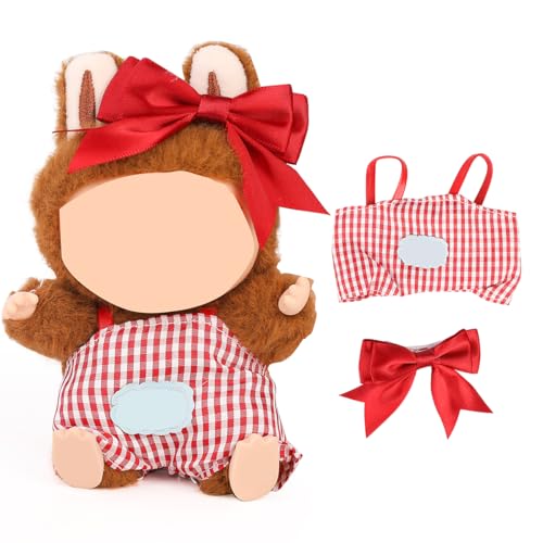 XMBYGY Puppen Bekleidung für Labubu(für 17/15cm Stehend/Sitzen Puppen) (Keine Puppe) - Mehrere Stil Zubehör Handgefertigte Kleidung Anziehen Inklusive Niedliche Kopfbekleidung und Rock (LB151) von XMBYGY