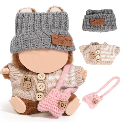 XMBYGY Puppen Kleidung für Labubu (für 17/15cm Stehend/Sitzen Puppen)(Keine Puppe) Mehrere Stil Zubehör Bekleidung für Puppen Anziehen Inklusive Figuren Mantel+ Hut+ Schulter Tasche (GBP) von XMBYGY