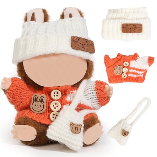 XMBYGY Puppen Kleidung für Labubu (für 17/15cm Stehend/Sitzen Puppen)(Keine Puppe) Mehrere Stil Zubehör Bekleidung für Puppen Anziehen Inklusive Figuren Mantel+ Hut+ Schulter Tasche (Wow) von XMBYGY