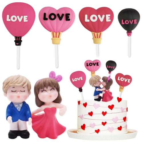 Niedliche Kuss Paar Ornament, Valentinstag Heißluftballon Tortenaufsatz, Süße Cartoon-Paare Romantisch Liebesstatue Geschenk für Hochzeitstorte Deko Autodekoration Valentinstag Deko Niedliche Kuss Paar Ornament, Valentinstag Heißluftballon Tortenaufsatz, Süße Cartoon-Paare Romantisch Liebesstatue Geschenk für Hochzeitstorte Deko Autodekoration Valentinstag Deko von XNAUVOI