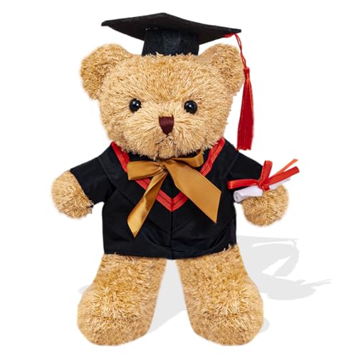 XNAUVOI Abschluss Teddybär,Abschluss Bär Kuscheltier,Teddybär Plüschtier,Plüsch Teddybärs mit Bachelor Mütze und Akademische Kleidung,Abschluss Geschenk - 28CM von XNAUVOI