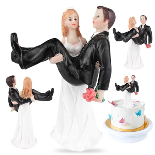 XNAUVOI Hochzeit Tortendeko, Hochzeitspaar Tortenfigur Wedding Cake Topper Romantisch Brautpaar Figuren für Hochzeitstorte Dekoration Autodekoration Valentinstag Dekoration(8.5 x 5.5 x 12.6 cm) von XNAUVOI