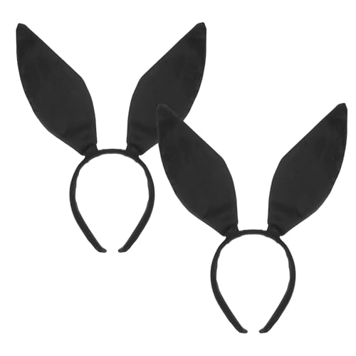 XNFUOE 2 x Hasenohren-Haarband, Ostern, Party, Cosplay, Kostüm, Kopfbedeckung für Damen, Halloween, Cosplay, Kopfbedeckung (schwarz) von XNFUOE