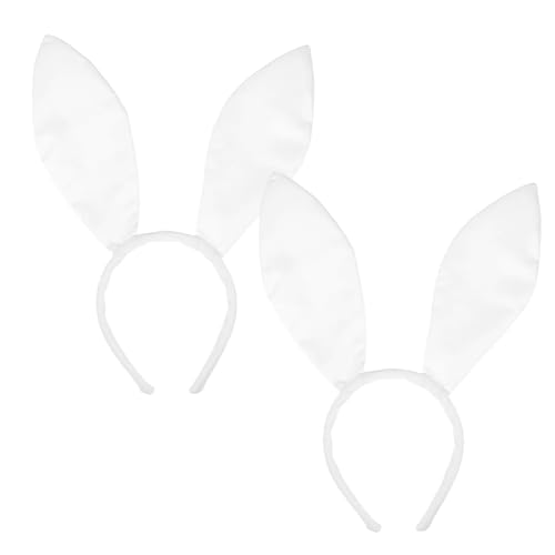 XNFUOE 2 x Hasenohren-Haarband, Ostern, Party, Cosplay, Kostüm, Kopfbedeckung für Damen, Halloween, Cosplay, Kopfbedeckung (weiß) von XNFUOE