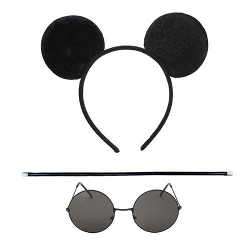 XNFUOE 3-teiliges Blindmäuse-Set, blinde Mäuse, Stirnbänder, Sonnenbrillen, Blindstangen, Geburtstagsparty-Zubehör für Weltbuchtag, Tierkostüm XNFUOE 3-teiliges Blindmäuse-Set, blinde Mäuse, Stirnbänder, Sonnenbrillen, Blindstangen, Geburtstagsparty-Zubehör für Weltbuchtag, Tierkostüm von XNFUOE