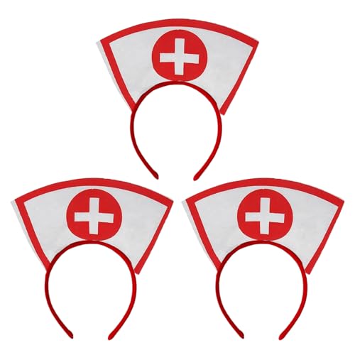 XNFUOE 3 x Halloween-Krankenschwesterhut, Stirnband, Krankenschwester, Verkleidungsrequisiten für Damen und Mädchen, Halloween-Party, Verkleidung XNFUOE 3 x Halloween-Krankenschwesterhut, Stirnband, Krankenschwester, Verkleidungsrequisiten für Damen und Mädchen, Halloween-Party, Verkleidung von XNFUOE