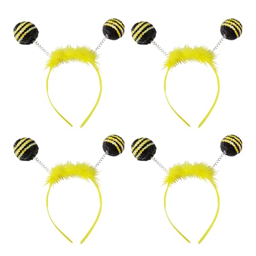 XNFUOE Bienen-Haarband, Pailletten, Biene, Haarband, Halloween, Hummel, Cosplay, Zubehör für Party, Cosplay, Tierthema, 4 Stück von XNFUOE