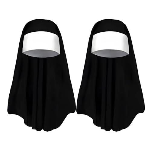 XNFUOE Halloween-Nonnen-Kopfschmuck, Nonnenhut, Priester, Mönch, Nonne, Kostüme, für Halloween, Damen, Mädchen, 2 Stück XNFUOE Halloween-Nonnen-Kopfschmuck, Nonnenhut, Priester, Mönch, Nonne, Kostüme, für Halloween, Damen, Mädchen, 2 Stück von XNFUOE