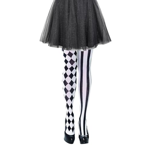 XNFUOE Harlekin-Strumpfhose für Damen, Clownstrumpfhose, Zirkusstrumpfhose, Overknee, langer Stiefel, Strumpf für Halloween, Faschingskostüme XNFUOE Harlekin-Strumpfhose für Damen, Clownstrumpfhose, Zirkusstrumpfhose, Overknee, langer Stiefel, Strumpf für Halloween, Faschingskostüme von XNFUOE