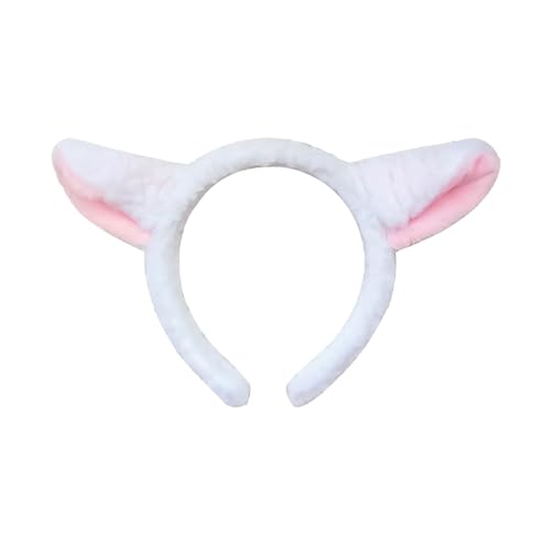 XNFUOE Tier-Stirnbänder, Weiß und Rosa, Lamm, Schafsohren auf Stirnband, kreative Haardekorationen für Erwachsene und Kinder, Verkleidung von XNFUOE