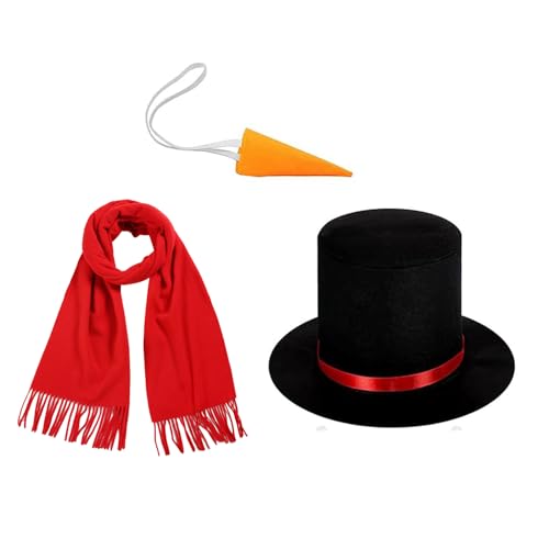XNHIU 3-teiliges Schneemann-Kostüm-Set, schwarzer Zylinder, Karotte, Nasenschal, Weihnachtsdekoration, Weihnachten, Erwachsenenkostüm, für Party, Cosplay XNHIU 3-teiliges Schneemann-Kostüm-Set, schwarzer Zylinder, Karotte, Nasenschal, Weihnachtsdekoration, Weihnachten, Erwachsenenkostüm, für Party, Cosplay von XNHIU