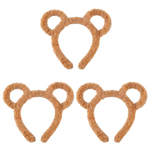 XNHIU 3 x Bärenohren-Haarbänder, Streifenhörnchen-Ohren, niedliches Tierhaarband, Halloween-Haarband für Cosplay, Kostüme, Kopfbedeckung von XNHIU