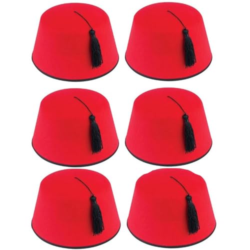 XNHIU Fez Hut Türkischer Hut Non Woven Cap mit Quaste Unisex Kostüm Zubehör Neuheit Kopfbedeckung für Halloween Cosplay Performance (6) von XNHIU
