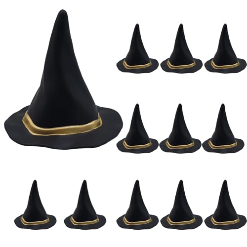 XNHIU Mini-Hexenhüte für Halloween, Miniaturen, Kunststoff, Mini-Hexenhut, Zauberer-Zubehör für Partygeschenke, Bastelarbeiten, 12 Stück XNHIU Mini-Hexenhüte für Halloween, Miniaturen, Kunststoff, Mini-Hexenhut, Zauberer-Zubehör für Partygeschenke, Bastelarbeiten, 12 Stück von XNHIU
