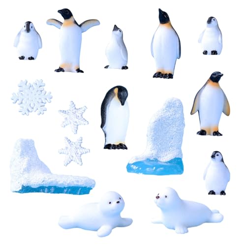 XNIVUIS 15 Stück Arktis Antarktis Ozean Meer Tierfiguren Pinguine Figur Spielzeug Polar Arctic Animal Collection Figurine Ornamente Topper für Wohnkultur Sammlung Geschenk Dekoration (15 Stück) von XNIVUIS