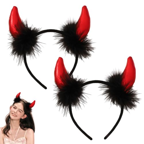 XNIVUIS 2 Pack Rote Teufelshörner Stirnband, Halloween Stirnband für Damen Herren Mädchen, Teufel Kostüm Zubehör, Teufel Verkleidung Zubehör, für Halloween, Karneval, Maskerade, Cosplay (2PCS) von XNIVUIS