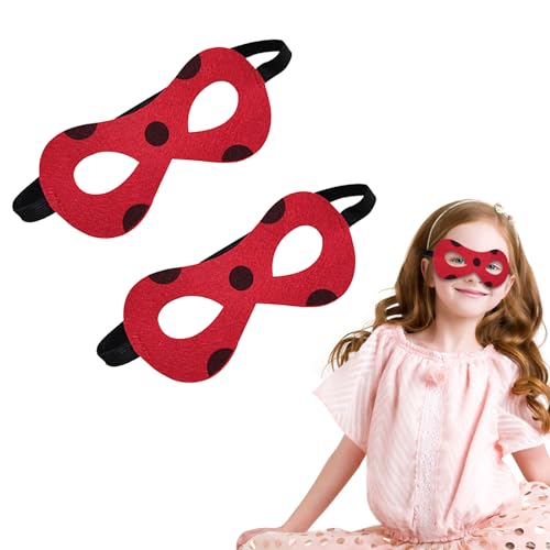 XNIVUIS 2 Stück Marienkäfer Maske Rot mit Schwarzen Punkten Cosplay Maske Ladybug Mask Masken Miraculous Ladybug Maske Fasching Kopfschmuck Erwachsene Karneval Accessoires (Rot+Schwarz) (Rot+Schwarz) von XNIVUIS