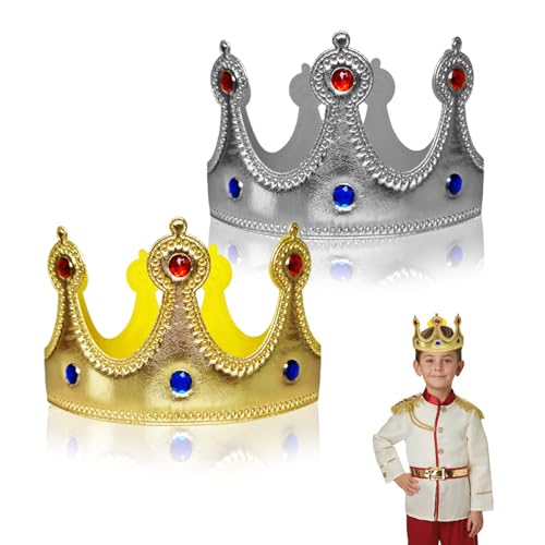 XNIVUIS Gold Silber König Kronen für Kinder Erwachsene Prinz Dress Up Tiara,Prinz Dress Up Tiara,Geburtstag Party Hut,Geburtstag Party Krönung Dekoration Supply für Feiertag Festival Party (2 Stück) von XNIVUIS