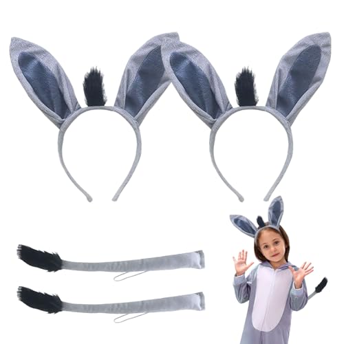 XNIVUIS Tier Kostüm Set, Tier Kostüm Haarreif mit Ohren Schwanz,Tier Verkleiden Set Karneval Party Halloween Kostüm für Mädchen. (grau) von XNIVUIS