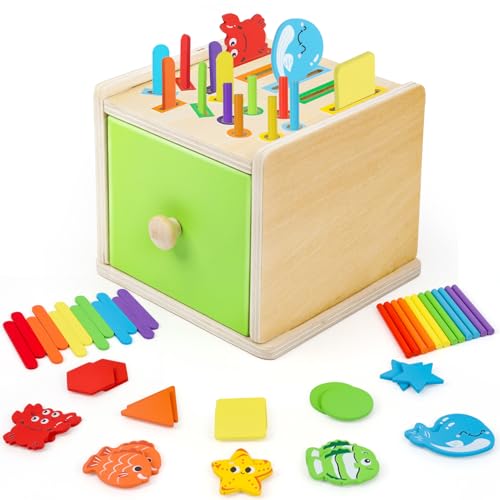 XPIY Montessori Kleinkindspielzeug aus Holz, Feinmotorikspielzeug für 1–3 Jahre, pädagogisches Farbsortier- und Tiererkennungsspielzeug mit praktischer Schublade, Geschenk für Mädchen oder Jungen XPIY Montessori Kleinkindspielzeug aus Holz, Feinmotorikspielzeug für 1–3 Jahre, pädagogisches Farbsortier- und Tiererkennungsspielzeug mit praktischer Schublade, Geschenk für Mädchen oder Jungen von XPIY